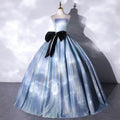 2022 New Corset Sweet Strapless Gorgeous Dusty Blue Debut Ball Gown Prom Dresses