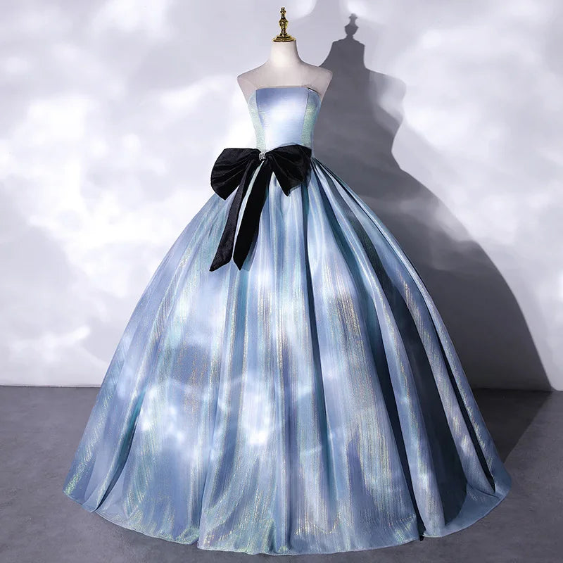 2022 New Corset Sweet Strapless Gorgeous Dusty Blue Debut Ball Gown Prom Dresses
