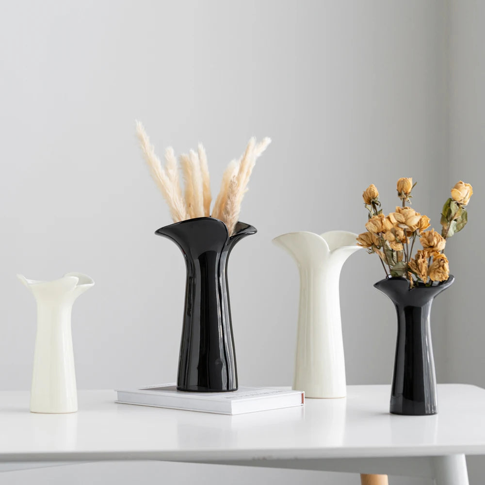 Unique Nordic Flower Vase Decor White Home Ceramic & Porcelain Vases