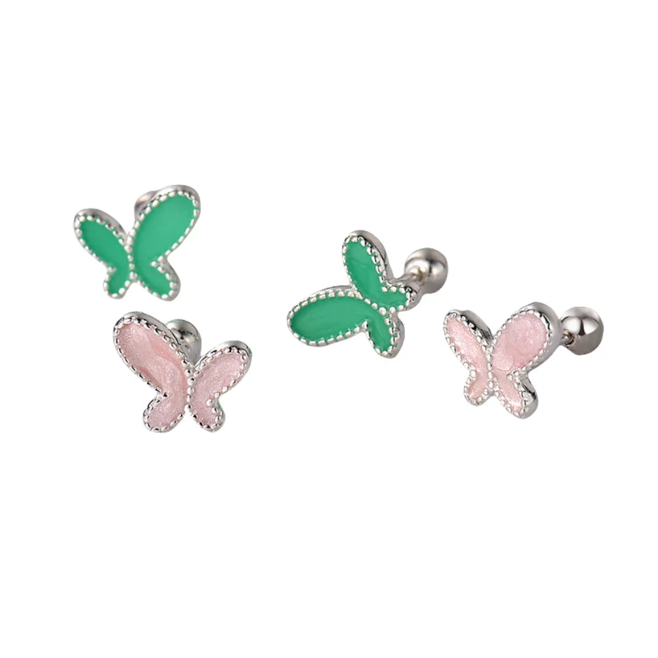 925 Sterling Silver Earrings Studs Custom Top Quality Enamel Tarnish Resistant butterfly Earrings Design Stud Earrings Girl Gift