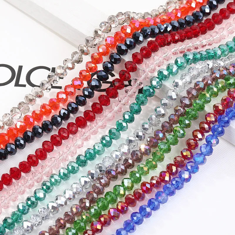 3/4/6/8mm Clear Round Glass Gemstone Bead Bulk Rondelle Shape Faceted Glass Crystal Beads for Jewelry Making