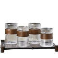 Glass Coffee Tea Tumblers 410ml Large Wide Mouth Traditional Chinese Striped Design Heat-Resistant Dishwasher Microwave Safe
