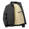 2025 New Fashion Men's Smart Casual Winter Jacket Long Sleeve Short Coat Stand Collar Zipper Closure Solid Color Thick Fleece