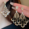Silver Needle Zircon Water Drop Diamond Earrings French Luxury Palace Style Earrings Exaggerate High Grade Earrings Wholesale