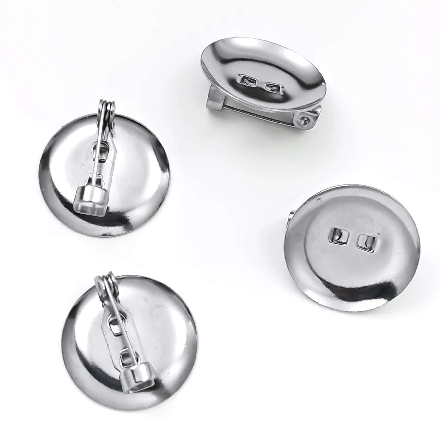 316 Factory Direct Round Steel Lapel Blank Border Safety Locking Clasp Base Brooch Back Badge for Jewelry Findings Components