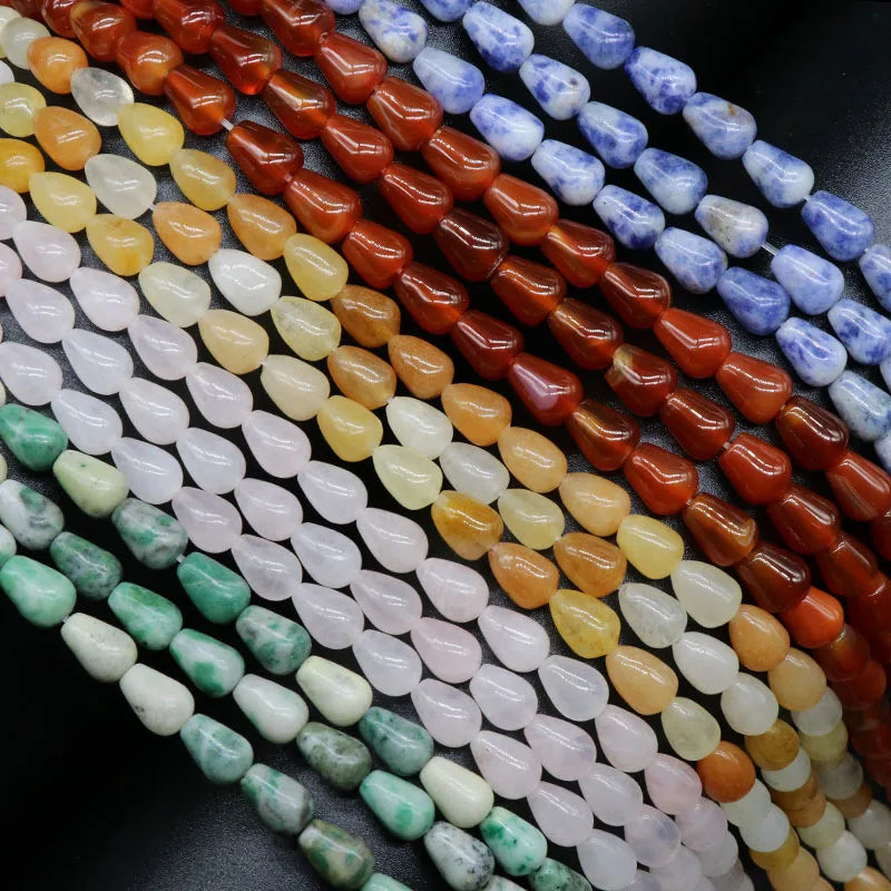 7x9mm Natural Stone Beads Water Drop Shape Loose Gemstone Crystal Stone Beads for Jewelry Making DIY