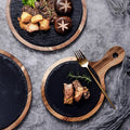 Black Slate Stone Acacia Wood Eco-Friendly Color Enamel Pizza Western Food Sushi Steak Plate Factory Direct