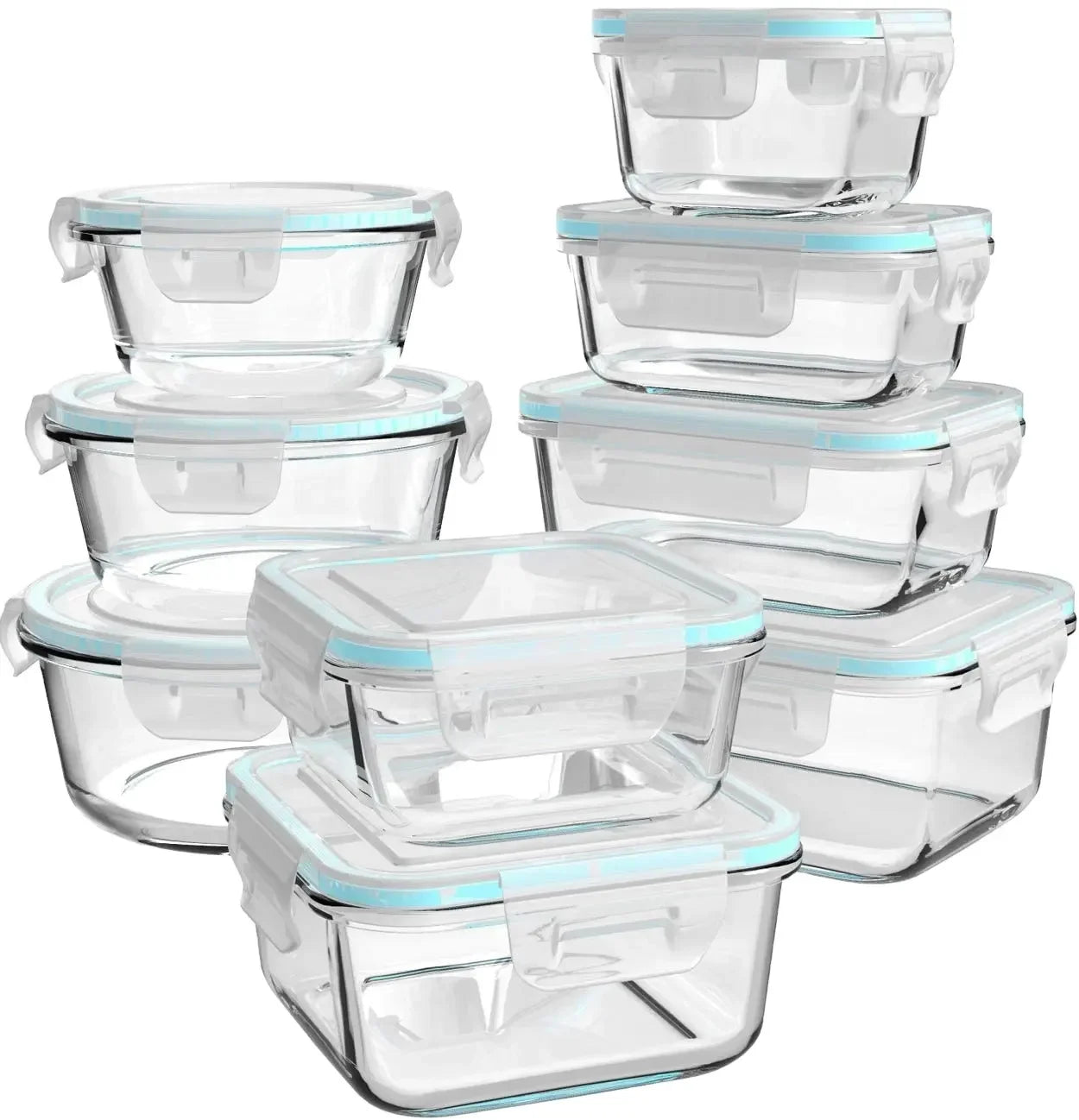 9 Pack Glass Food Storage Containers with Lids Meal Prep Containers for Food Storage  BPA Free Leak Proof