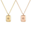 MECYLIFE Vintage Classic Stainless Steel Square Zircon Pendant Dainty Fashion Women Luxury Sun Star Necklace