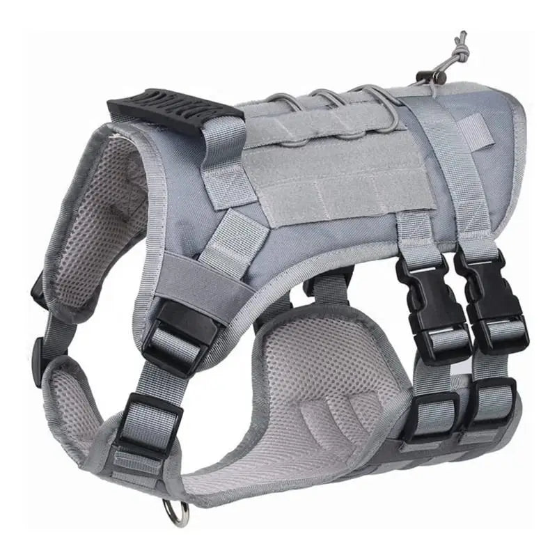 Tactical Reflective Leather & Polyester Solid Rubber Dog Harness with Handle for Small Animal Vest Adjustable Pet Walking