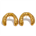 JINYOU 2522 Minimalist 316l Stainless Steel Geometric U-shape Unusual Stud Earrings Gold Silver Metal Statement Jewelry Gift
