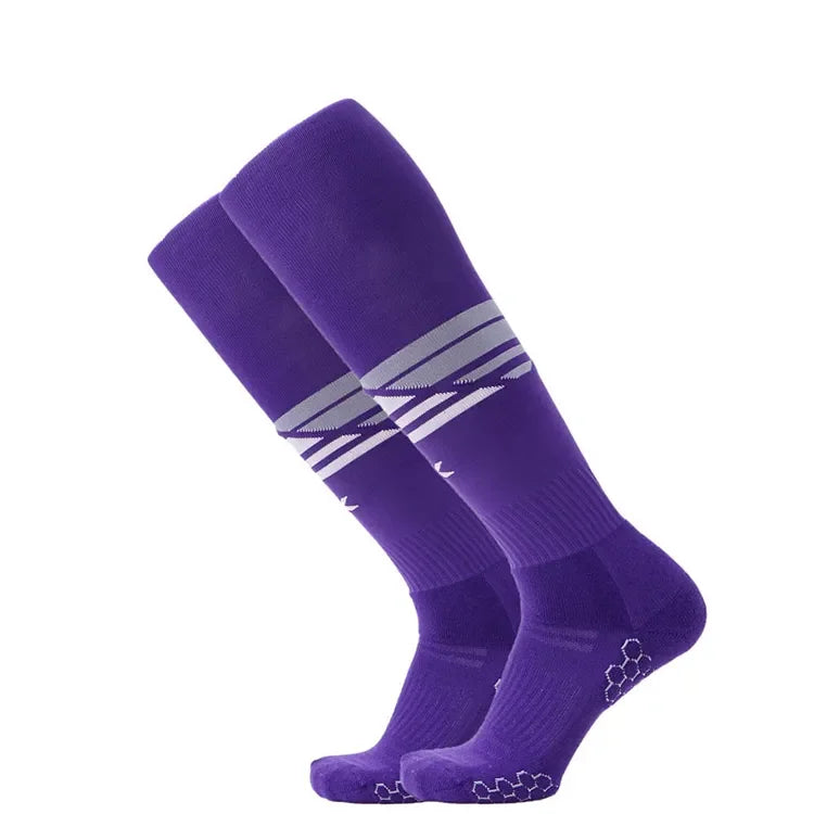 Wholesale Football Socks Classic Stripe Digital Printing Knitted Terry Cushion Non-slip Breathable Knee-High Soccer Socks