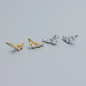 Dropshipping 925 Sterling Silver Leaves and Olive Branches Diamond Cubic Zircon Stud Earring Jewelry for Women