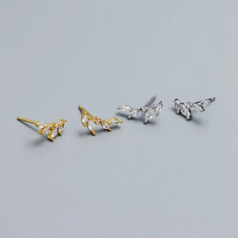 Dropshipping 925 Sterling Silver Leaves and Olive Branches Diamond Cubic Zircon Stud Earring Jewelry for Women