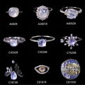 Abiding Unique Exquisite 925 Silver Cabochon Design Oval Round Pear Natural Milky Blue Moonstone Wedding Cocktail Party Ring