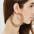 Fashion Rhinestone Dubai Large Round Big Chains Hoop Gold Plated Acrylic Statement Handmade Earrings for Women Wholesale Jewelry