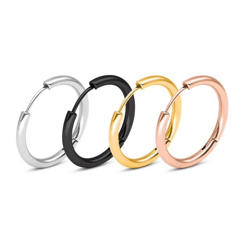 Custom Stainless Steel Round Circle Hoop Earrings Hypoallergenic Gold Earring With Simple Style for Men and Women