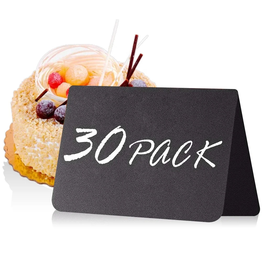 Custom Reusable Plastic V Shape Chalkboard Label Place Cards Black 1mm Thick 4x3 Inch Wedding Party Events Tabletop Buffet