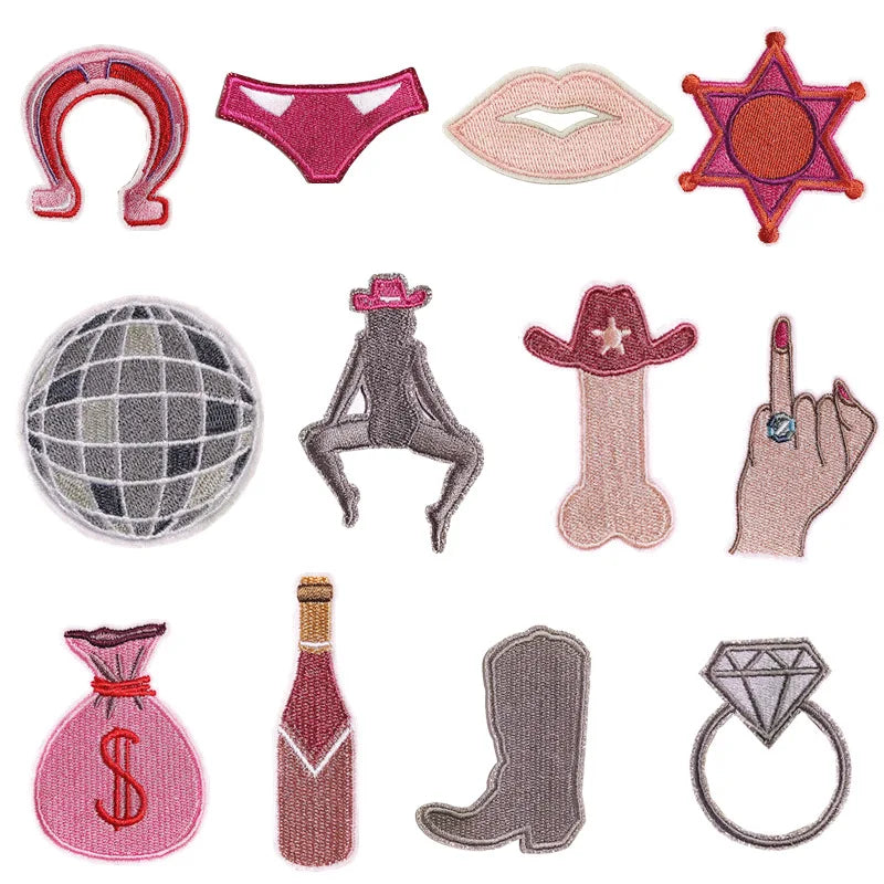New Arrival BESTWINS PT559 Star Lip Earth Hand Bottle Shoes Ring Shape Iron-On Embroidered Handmade Nonwoven Felt Women Patches