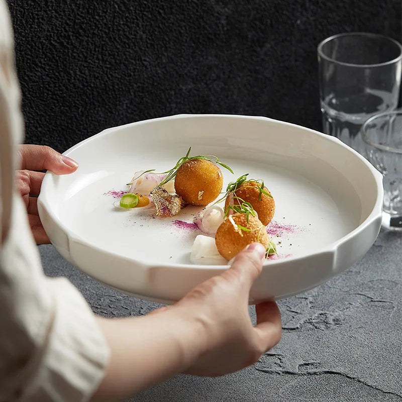 Nordic Style Custom Color Matte Glazed Porcelain Dinnerware Set Eco-Friendly Deep Salad Soup Plates & Dish