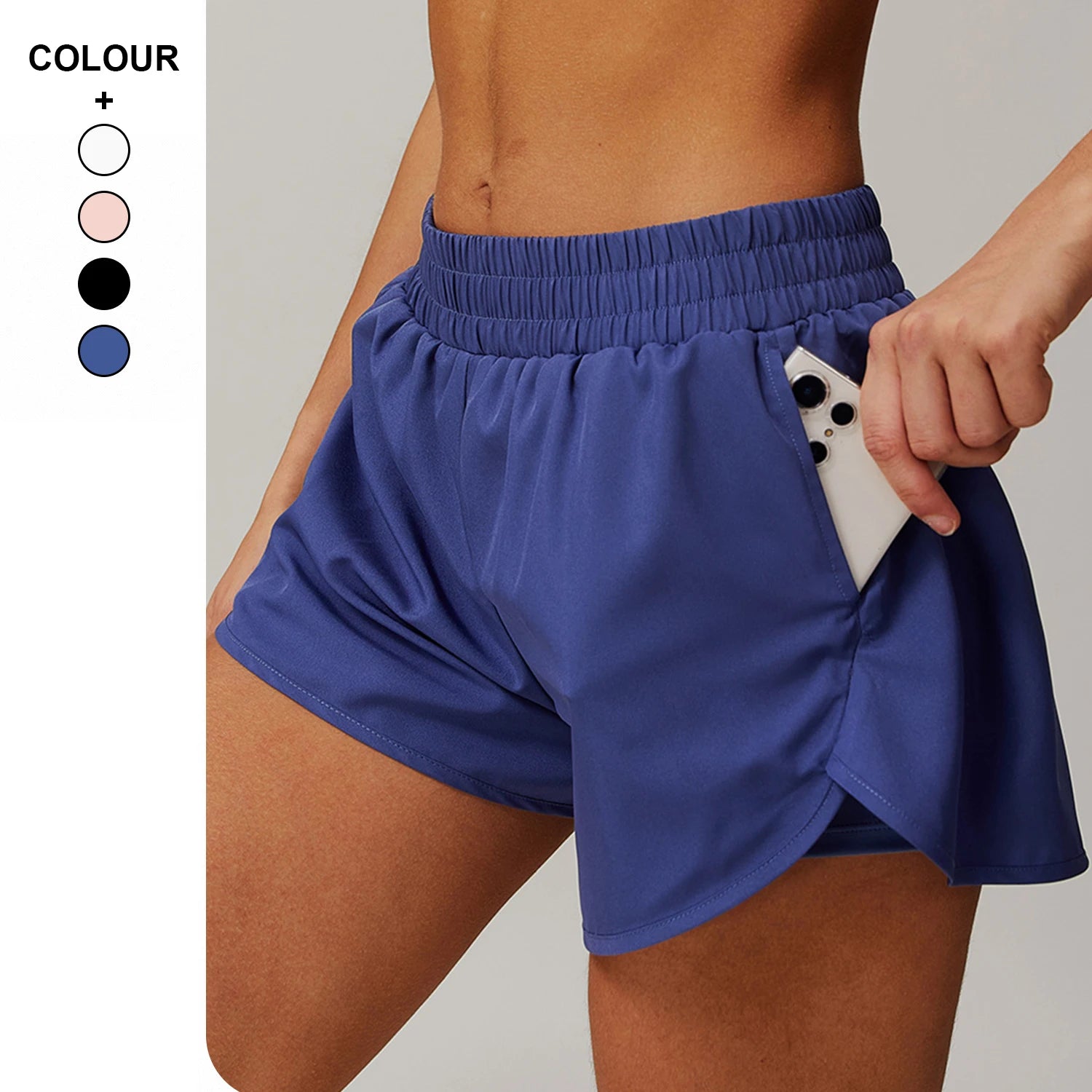 Custom Logo Quick-Drying Yoga Shorts Fake Two-Piece Sports Hip-Lifting Shorts Women Running Fitness Yoga Pants With Pockets