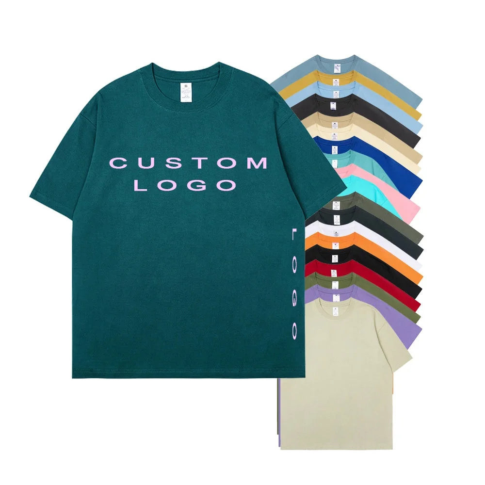 Evertop Custom Heavyweight 100% Organic Cotton Crewneck for Polo T-Shirt Boys Oversize Plus Size Men's T-shirts with Logo Print
