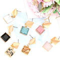 Custom Jewelry Women's Square Stone Drop Earrings Women's Minimalist Mini Stone Drop Earrings