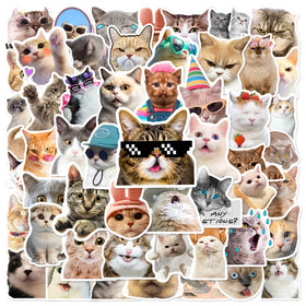 50PCS Little Kitten Funny Animals Decals Cartoon Angry Cat Meme Sticker