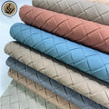 Woven Pattern Embossed PU Synthetic Leather for Upholstery Furniture Sofa Chair Car Seat Automotive Interior
