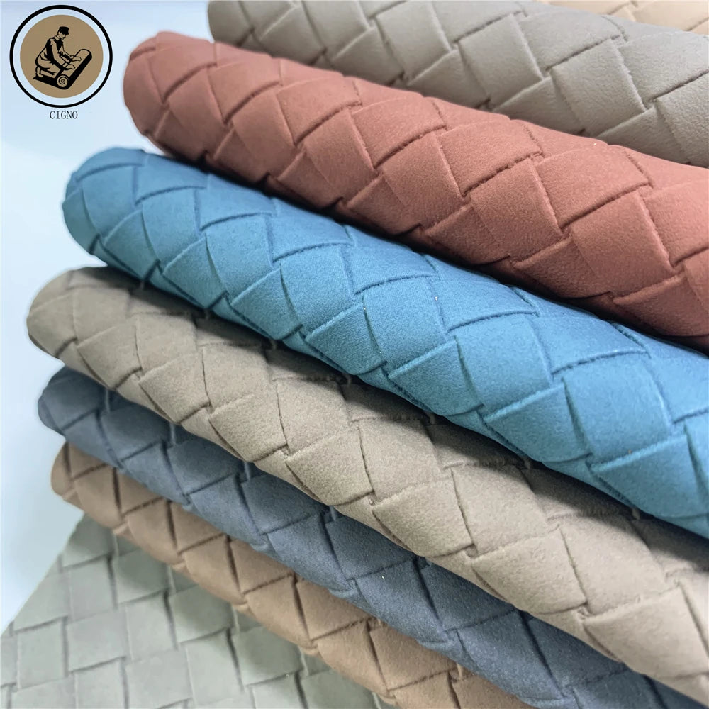 Woven Pattern Embossed PU Synthetic Leather for Upholstery Furniture Sofa Chair Car Seat Automotive Interior