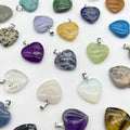 Wholesale 100% Natural Crystal Stone Heart Stainless Steel Pendant for Women DIY Gemstone Agate Pendant Necklace Jewelry