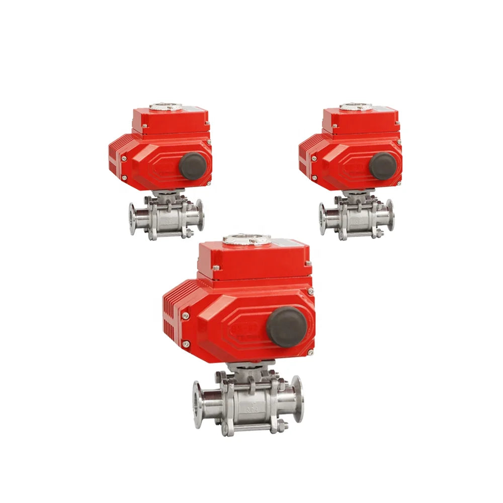 FURUI 2 Inch 4 Inches 3 Way 12V Sanitary Quit-fit Electric Ball Valve Stainless Steel Clamp Motorized Ball Valves