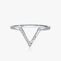 Ailmay Fashion Personality V Shape 100% 925 Sterling Silver for Women Dazzling CZ Simple Design Fine Hypoallergenic Jewelry