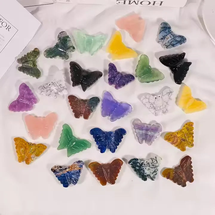 Wholesale Factory Price Mix Materials Butterfly Crystal Crafts Healing Stone obsidian quartz crystal Animals for Gift