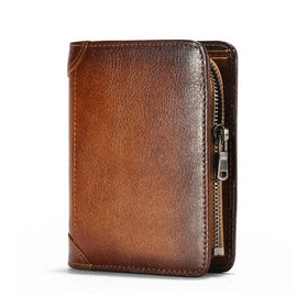 Factory Directly Sell Custom Excellent Quality Men Zip Leather Purse Short Purse Men Wallet