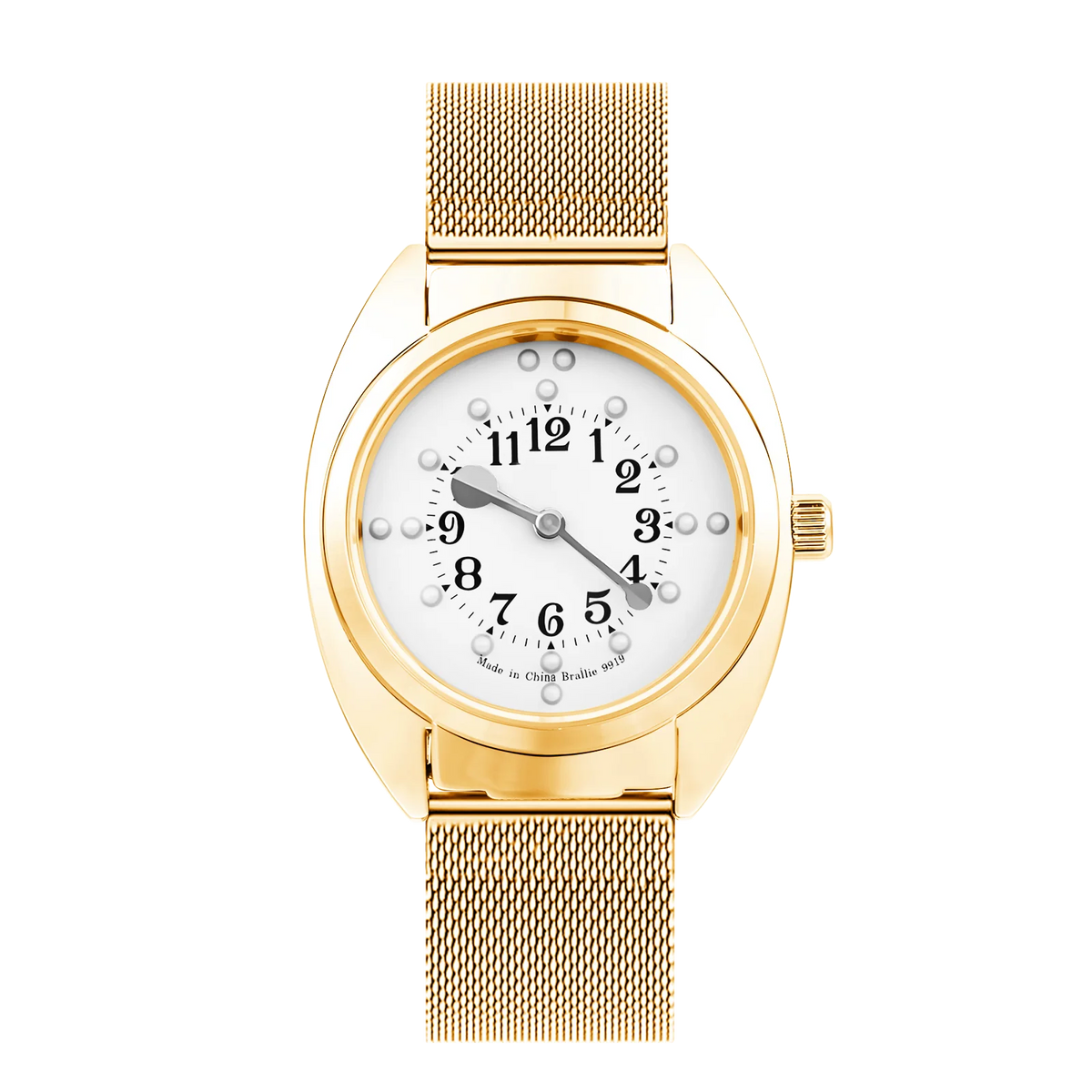 Golden Braille Watch -White Dial for Blind People or Visually Impaired People or Old People
