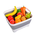 Collapsible Plastic Storage Basket with Handle Folding Dish Tub Sink Drain Wash Basin for Kitchen Fruit Vegetable Washing Drying