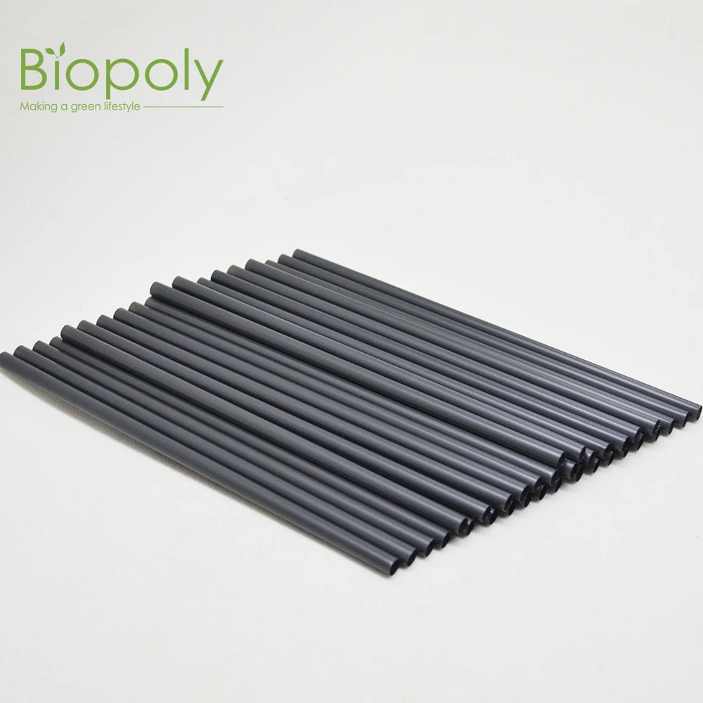 8mm Black PLA Straws Plastic Free Straws Biodegradable Drinking Tools