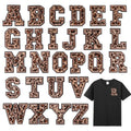 Hot Selling  6cm Leopard Print A-Z Letters Iron on Towel Embroidery Patches for Clothing Bag Accessories