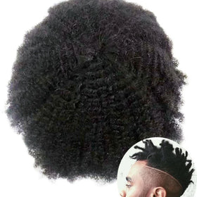 Top Grade Men's 100% Remy Indian Human Hair Lace Toupee 80%-130% Density Curly Afro Skin Light Closure for Men