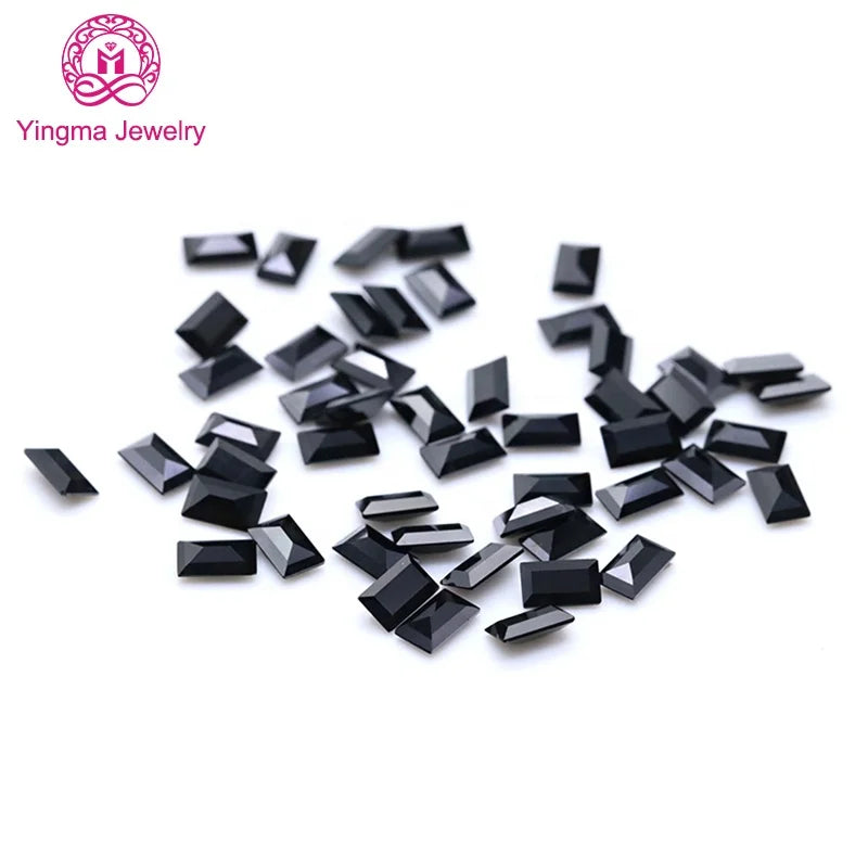 Lab Created Rectangle Shape Nano Crystal Gemstones 1.5*3mm to 3*6mm Black Color Synthetic Loose Nano Stone for Jewelry Making