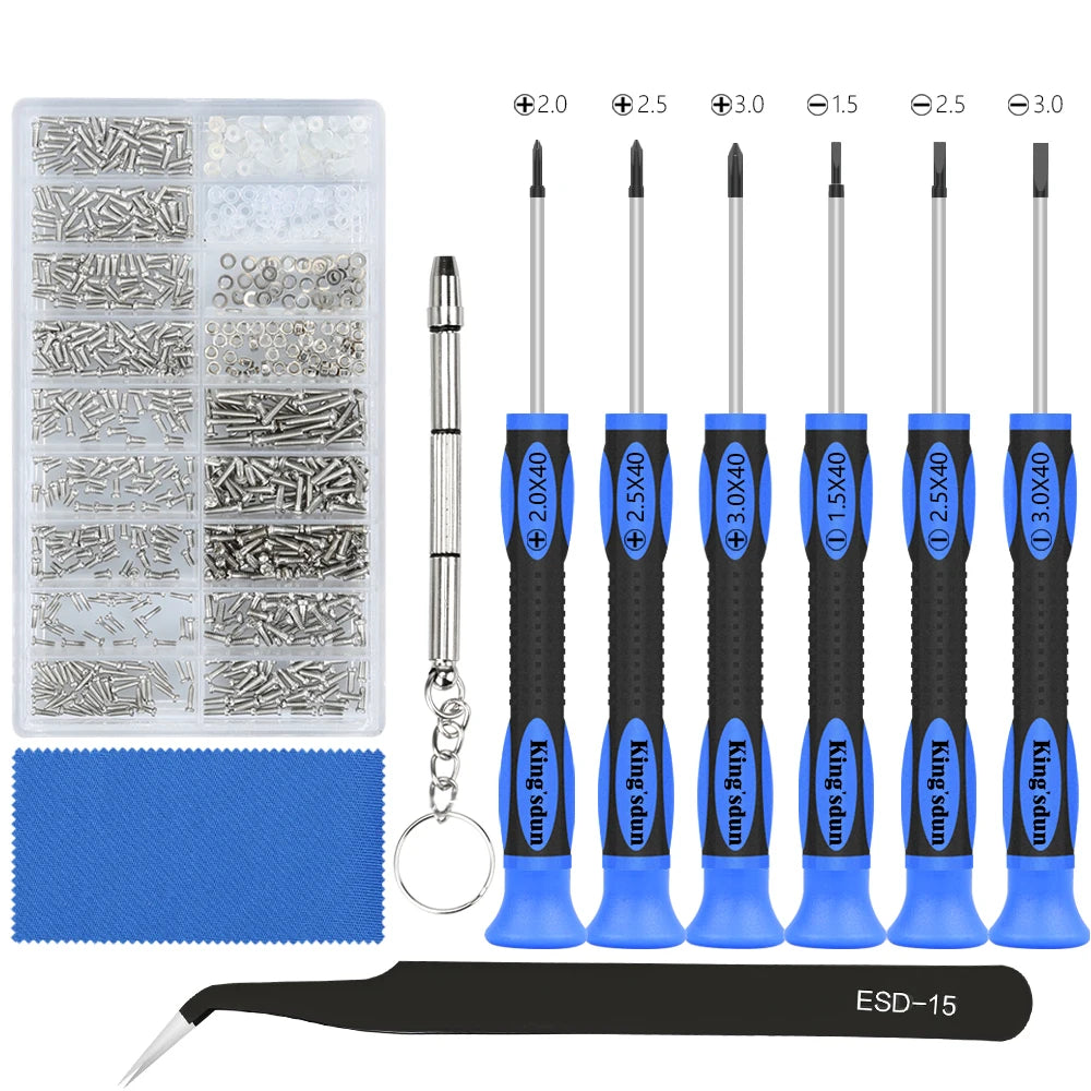 KS-860003-DZ Eyeglass Repair Kit Sunglasses Repair Tool Sets with Nose Pads Screws Screwdriver Tweezers for Watch Repair MegaBDM