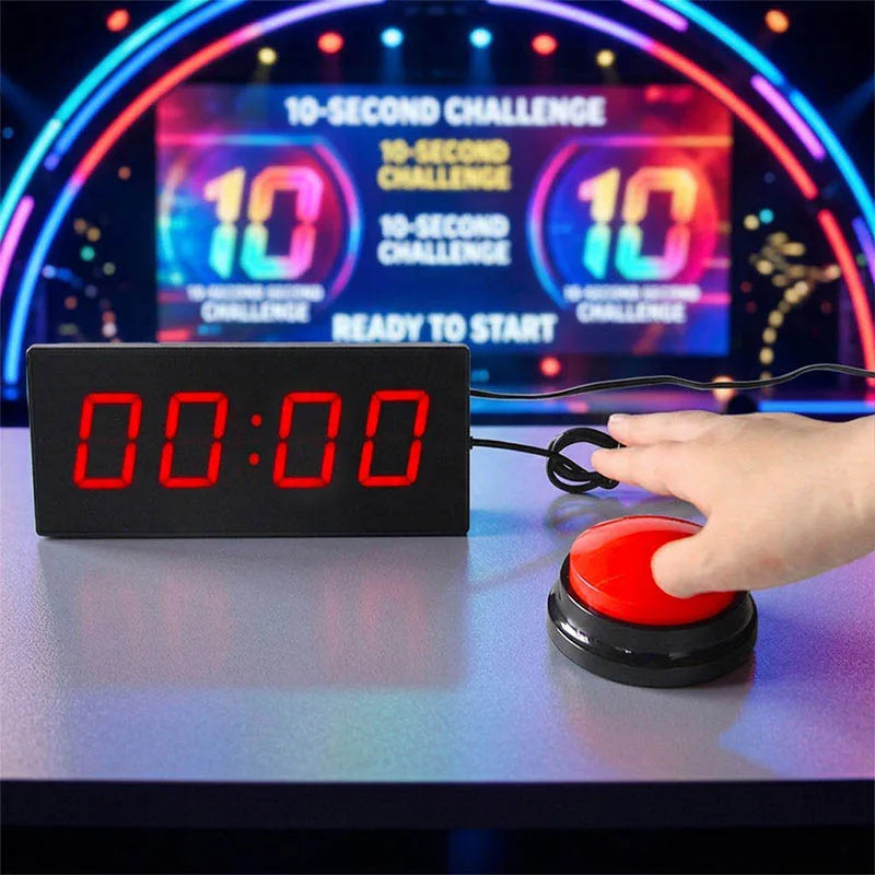 CHEETIE Popular 10 Second Timer Game Challenge Reaction Speed Luck Timer with Red Push Button for Pizza and Bar Shop MegaBDM