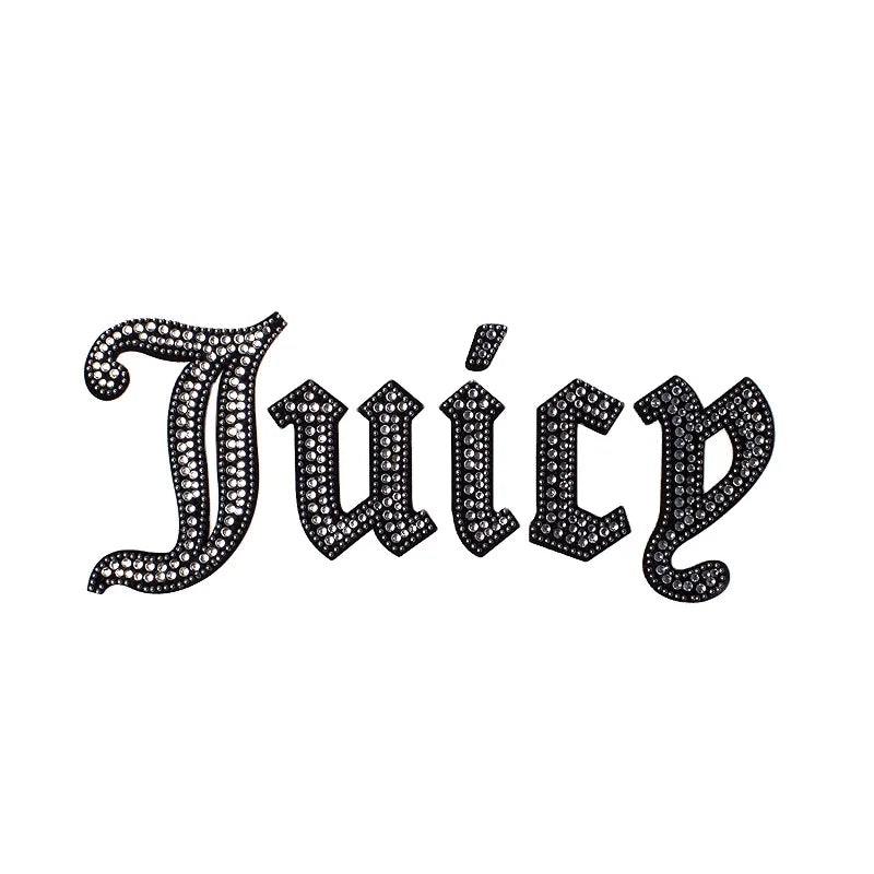 YunShang Logo Words Juicy hotfix rhinestones heat transfer motif iron on patch for clothing