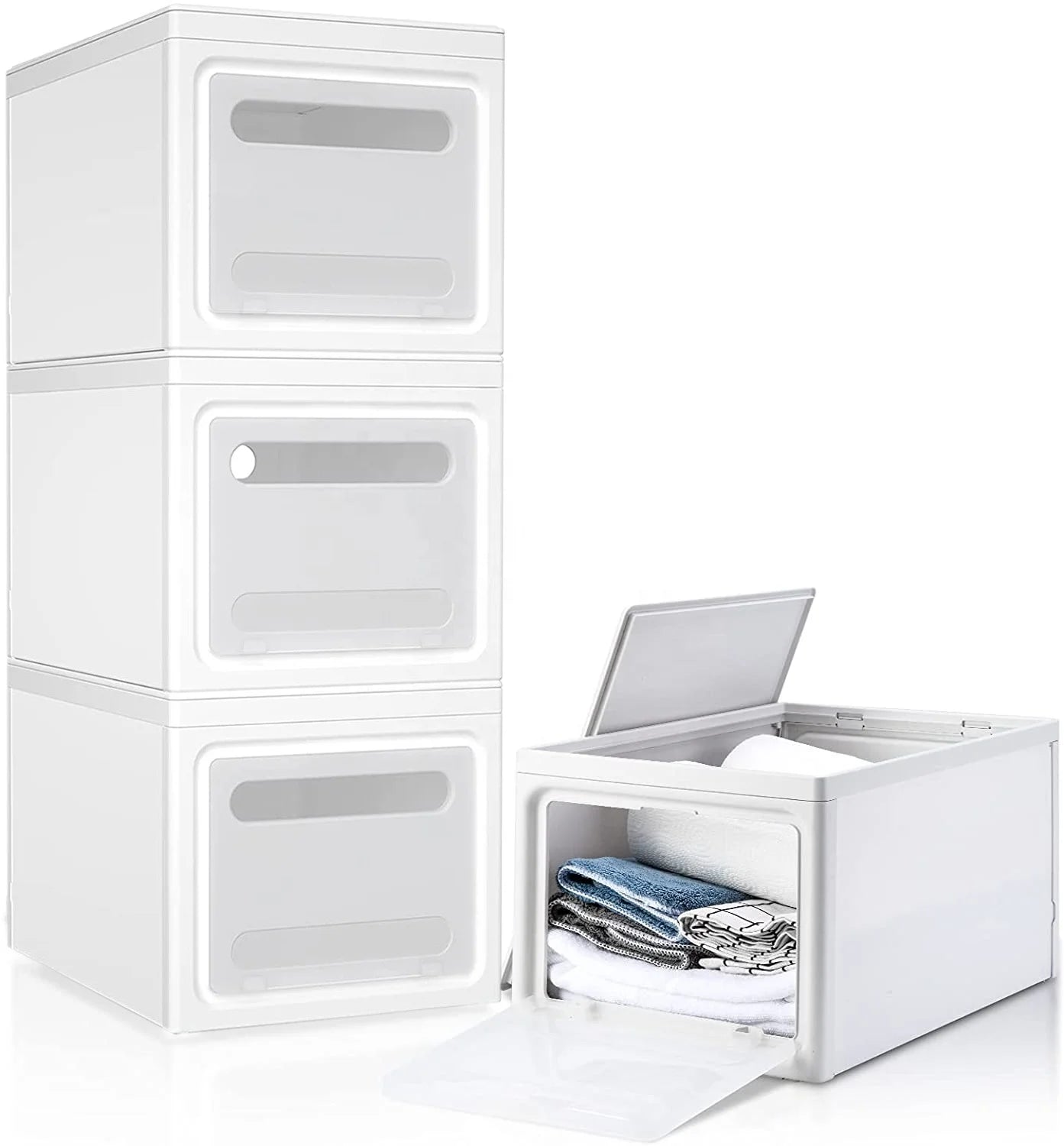 Hot Sale Top and Side Open Clear Plastic Storage Bin Multi-Purpose Storage Box with Wheels