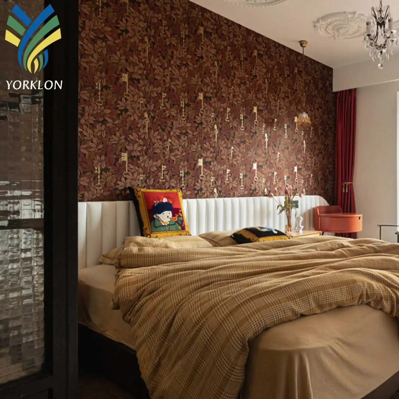YKMP 022 Custom Modern Home PVC Fabric Non Woven Wall Decoration Waterproof 3D Plant Murals Wallpaper Rolls