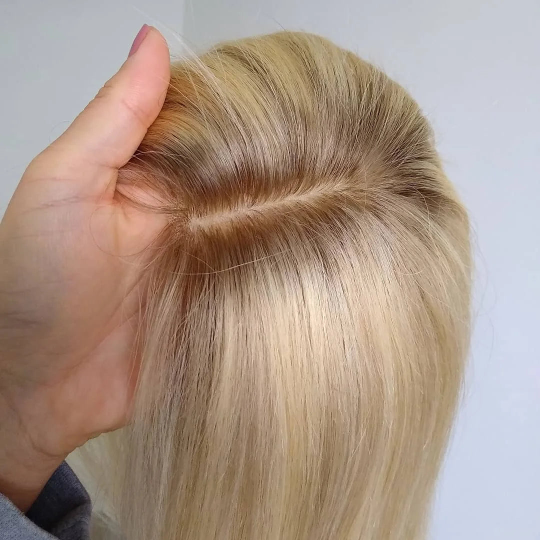 Wholesale Factory Price Top Quality Remy Human Hair 6x7 6x8 7x9inch With 4X4 Silk Based European Hair Topper for White Women