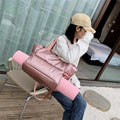 Custom Women Gym Tote Bag with Yoga Mat Puffy Coat Quilted Sport Fitness Bag Dry Wet Separation Travel Weekender Duffel Bag