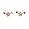Three Stars Mini Twinkle Stars Original 925 Sterling Silver Zirconia Shine Stud Earrings for Kids Girl Women