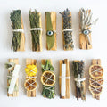 Organic Palo Santo Wood White Sage Cedar Rosemary Lavender Herb Aromatic Smudging Sticks Bundle for Home Energy Healing